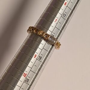 Gold Chain Link Crystal Stone Ring